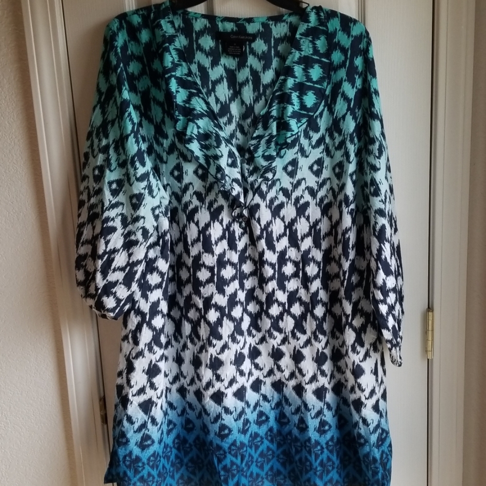 Calvin Klein Jeans Teal Black White Ombre Tunic